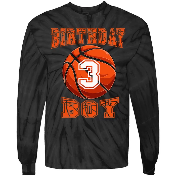 Basketball Birthday Boy 3 Year Old 3rd Birthday Tie-Dye Long Sleeve Shirt