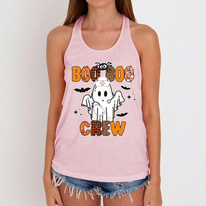 Boo Boo Crew Funny Nurse Halloween Ghost Costume Cute Gift Women's Knotted Racerback Tank