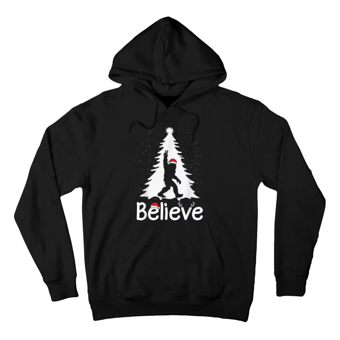 Believe Bigfoot Christmas Yetti Funny Xmas Tree Sasquatch Hoodie