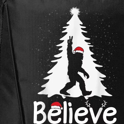 Believe Bigfoot Christmas Yetti Funny Xmas Tree Sasquatch City Backpack