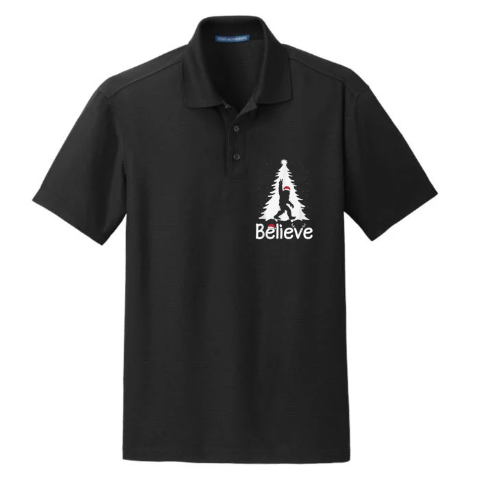 Believe Bigfoot Christmas Yetti Funny Xmas Tree Sasquatch Dry Zone Grid Performance Polo