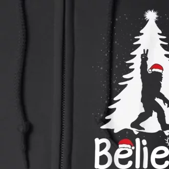 Believe Bigfoot Christmas Yetti Funny Xmas Tree Sasquatch Full Zip Hoodie