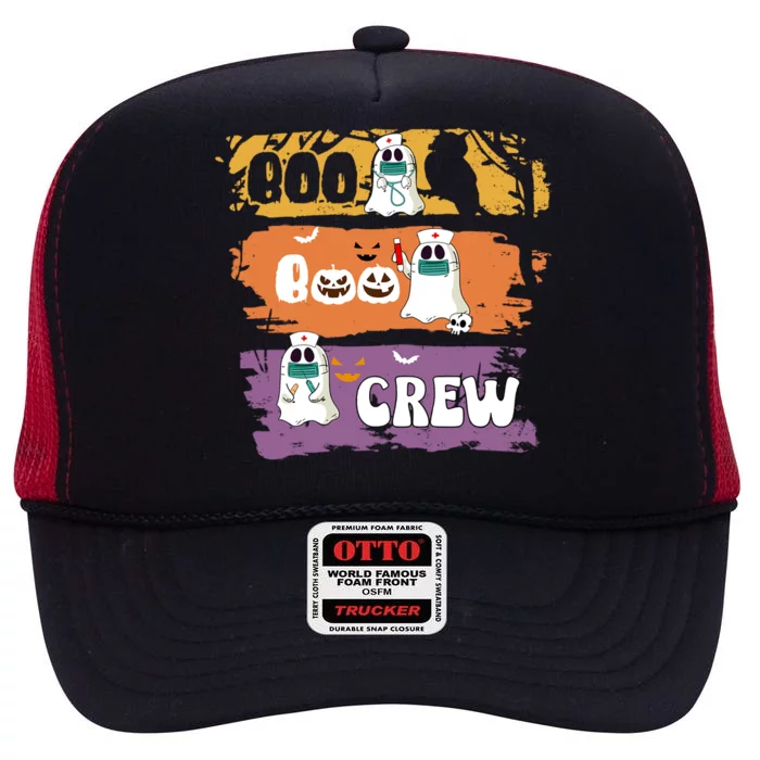 Boo Boo Crew Funny Nurse Halloween Ghost Costume Gift High Crown Mesh Trucker Hat