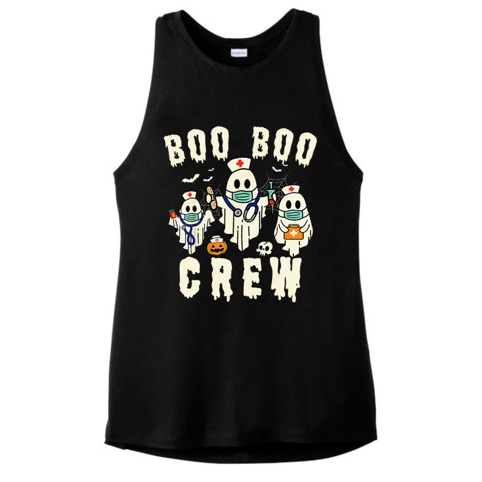 Boo Boo Crew Ghost Halloween Paramedic Nurse RN ER NICU LPN Ladies Tri-Blend Wicking Tank