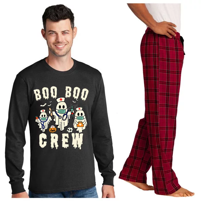 Boo Boo Crew Ghost Halloween Paramedic Nurse RN ER NICU LPN Long Sleeve Pajama Set