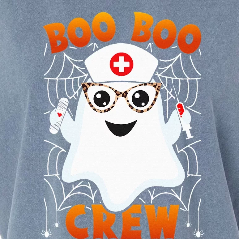 Boo Boo Crew Nurse Leopard Glasses Lazy Halloween Costume Garment-Dyed Women's Muscle Tee