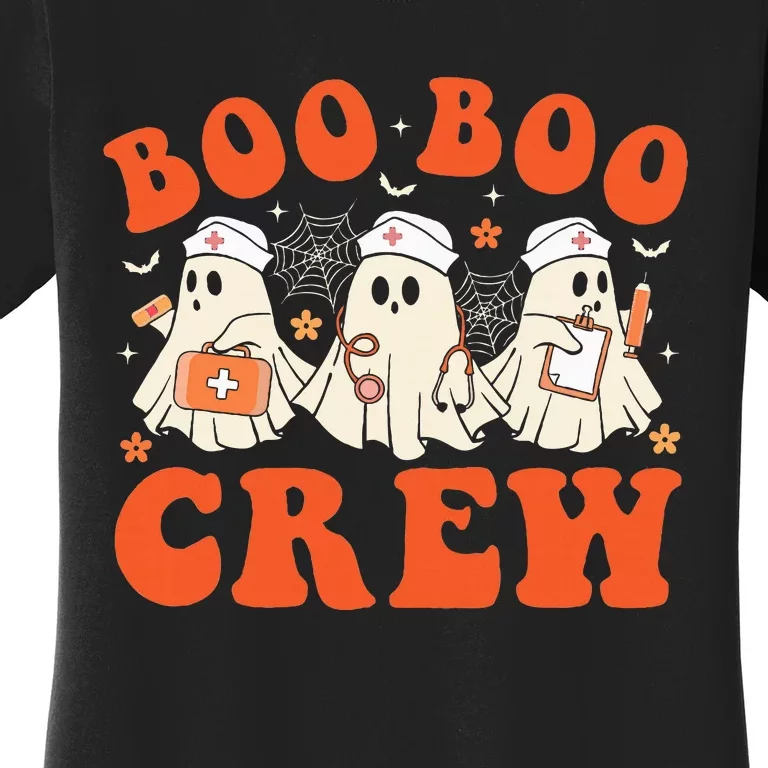 Boo Boo Crew Nurse Ghost Scrub Top Nursing Halloween Costume Women's T-Shirt