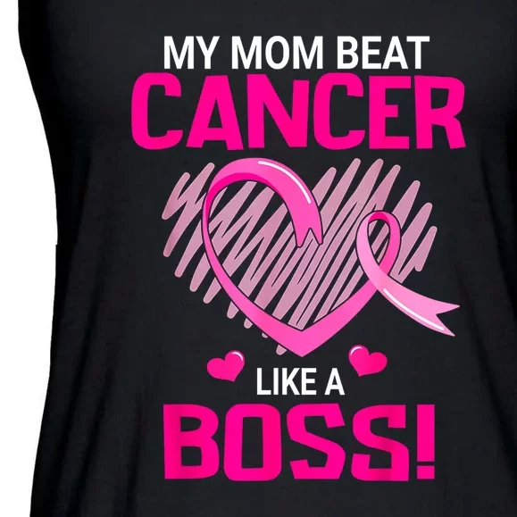 Beat Breast Cancer My Mom Like A Boss Warrior Survivor Fight Gift Ladies Essential Flowy Tank