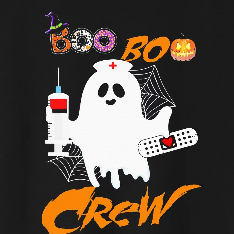 Boo Boo Crew Nurse Ghost Funny Halloween Costume Fun Gifts Women's Crop Top Tee