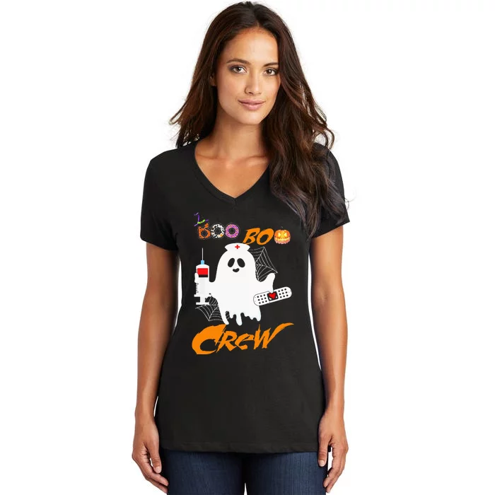 Boo Boo Crew Nurse Ghost Funny Halloween Costume Fun Gifts Women's V-Neck T-Shirt