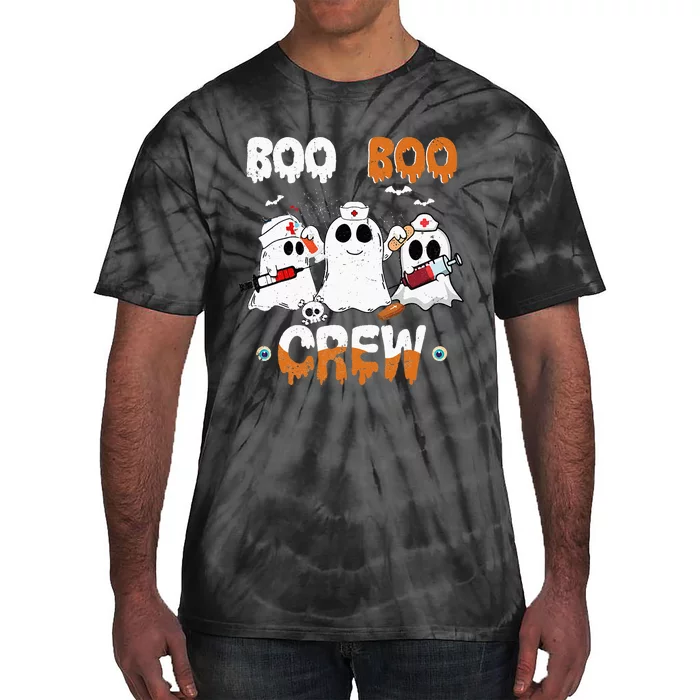 Boo Boo Crew Nurse Ghost Funny Halloween Costume Matching Tie-Dye T-Shirt