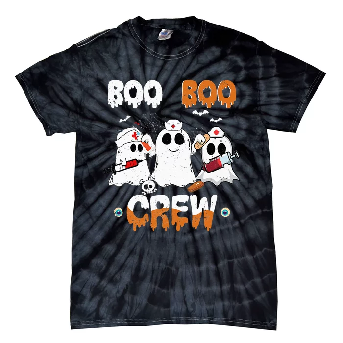 Boo Boo Crew Nurse Ghost Funny Halloween Costume Matching Tie-Dye T-Shirt