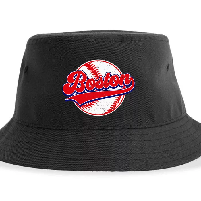 Boston Baseball Cityscape Distressed Women Sustainable Bucket Hat