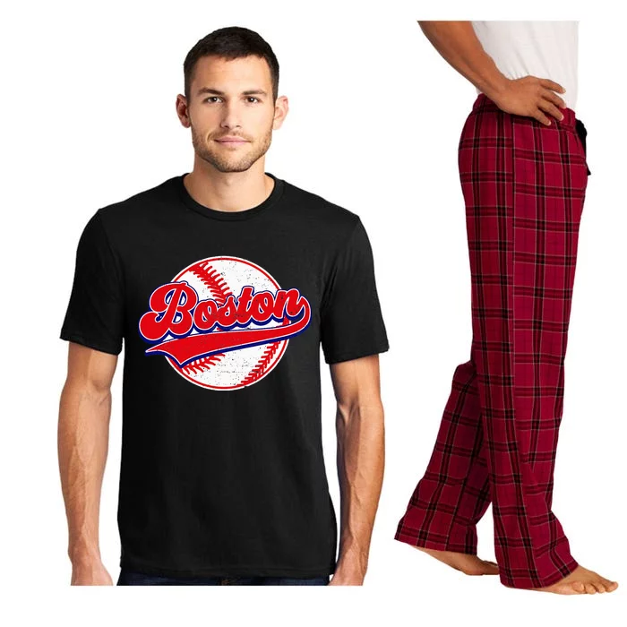 Boston Baseball Cityscape Distressed Women Pajama Set