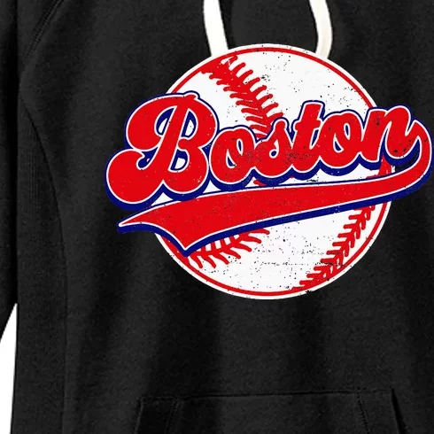 Boston Baseball Cityscape Distressed Women Women's Fleece Hoodie