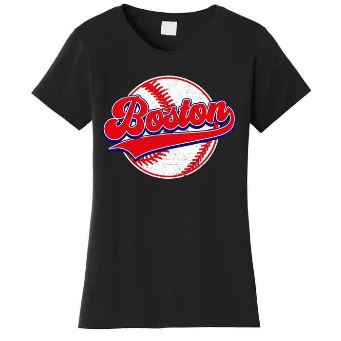 Boston Baseball Cityscape Distressed Women Women's T-Shirt