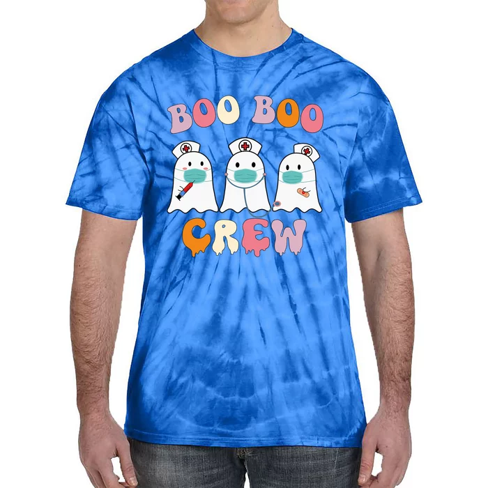 Boo Boo Crew Nurse Groovy Ghost Funny Halloween Gift Tie-Dye T-Shirt