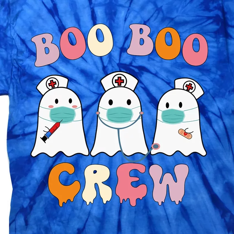 Boo Boo Crew Nurse Groovy Ghost Funny Halloween Gift Tie-Dye T-Shirt