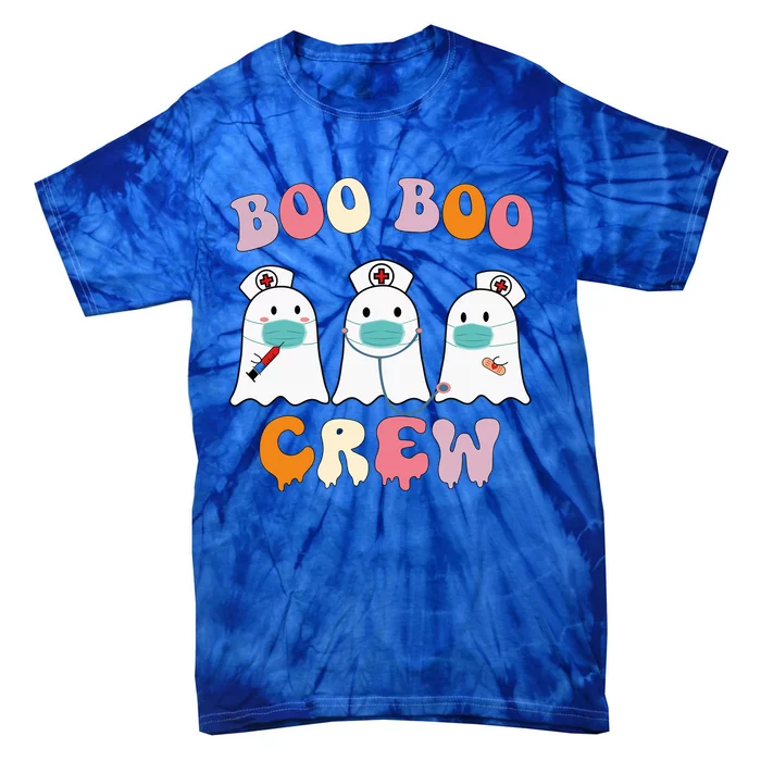 Boo Boo Crew Nurse Groovy Ghost Funny Halloween Gift Tie-Dye T-Shirt