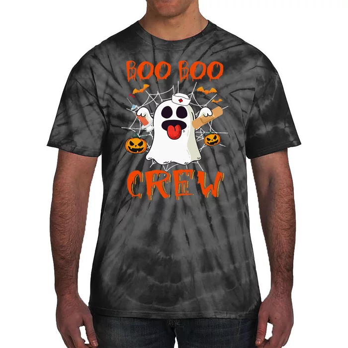 Boo Boo Crew Nurse Ghost Funny Halloween Costume Vintage Tie-Dye T-Shirt