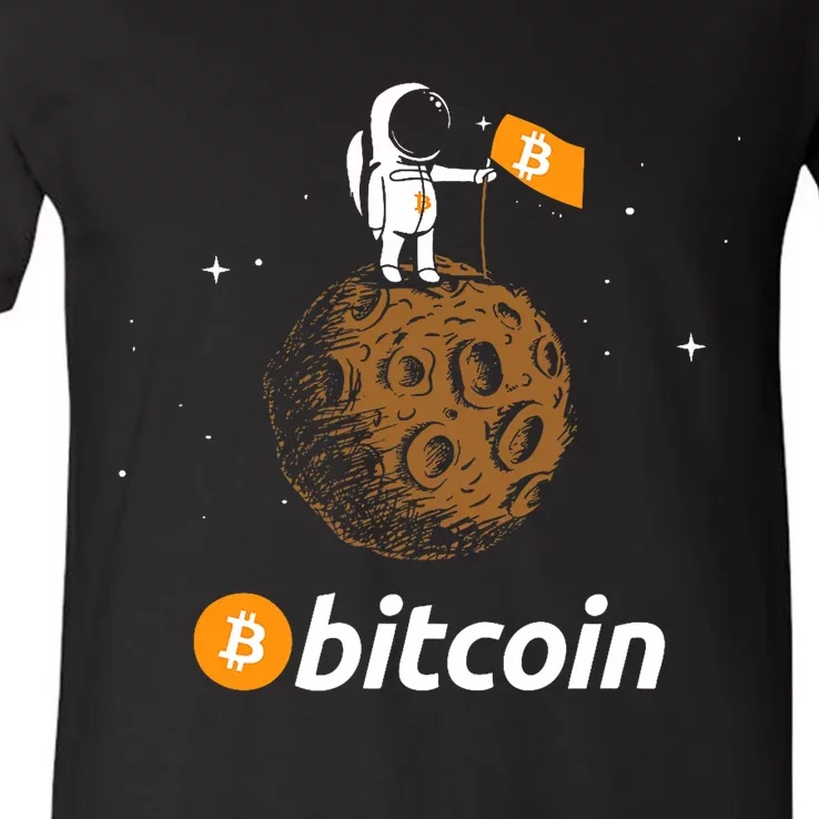 Bitcoin Btc Crypto To The Moon Featuring Astronaut V-Neck T-Shirt