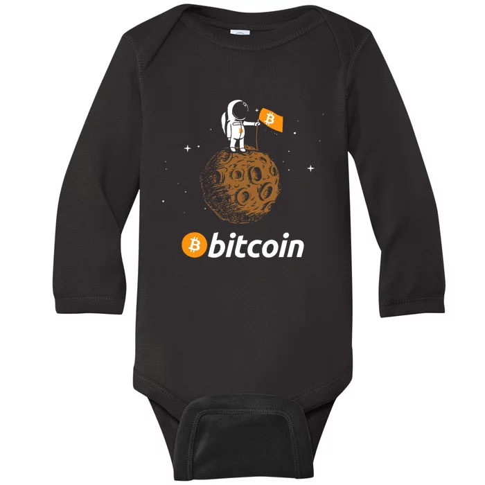 Bitcoin Btc Crypto To The Moon Featuring Astronaut Baby Long Sleeve Bodysuit