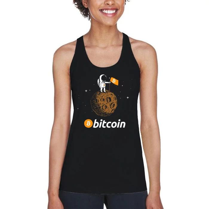 Bitcoin Btc Crypto To The Moon Featuring Astronaut Women's Racerback Tank