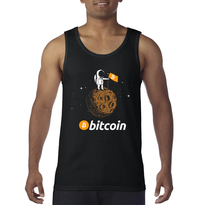 Bitcoin Btc Crypto To The Moon Featuring Astronaut Tank Top