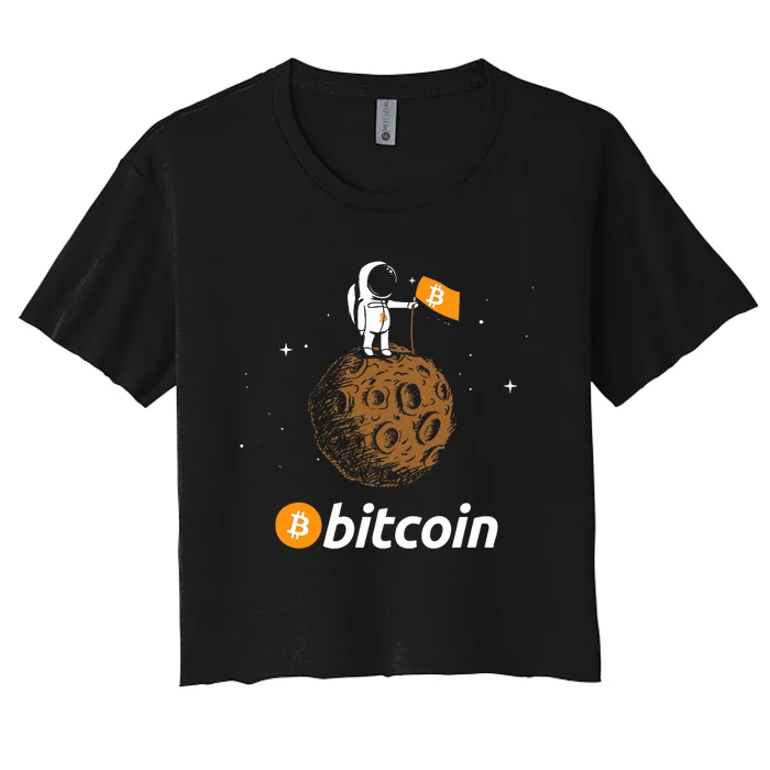 Bitcoin Btc Crypto To The Moon Featuring Astronaut Women's Crop Top Tee