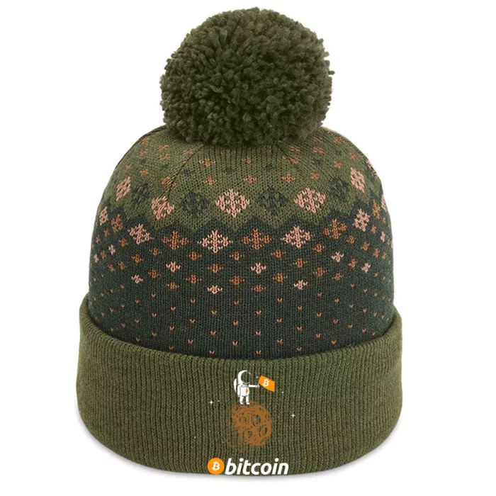 Bitcoin Btc Crypto To The Moon Featuring Astronaut The Baniff Cuffed Pom Beanie