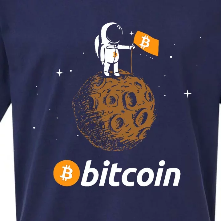 Bitcoin Btc Crypto To The Moon Featuring Astronaut Sueded Cloud Jersey T-Shirt