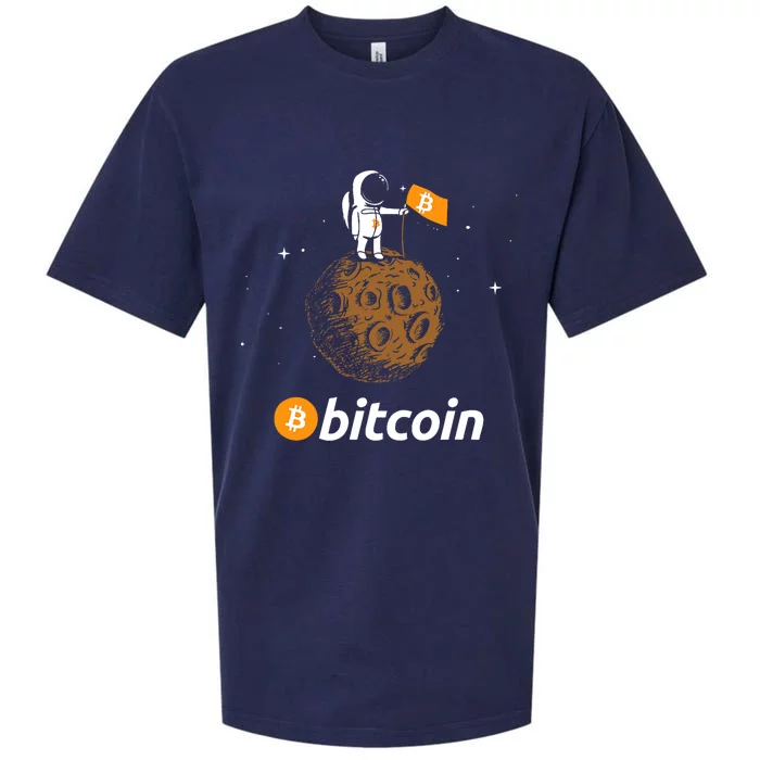 Bitcoin Btc Crypto To The Moon Featuring Astronaut Sueded Cloud Jersey T-Shirt