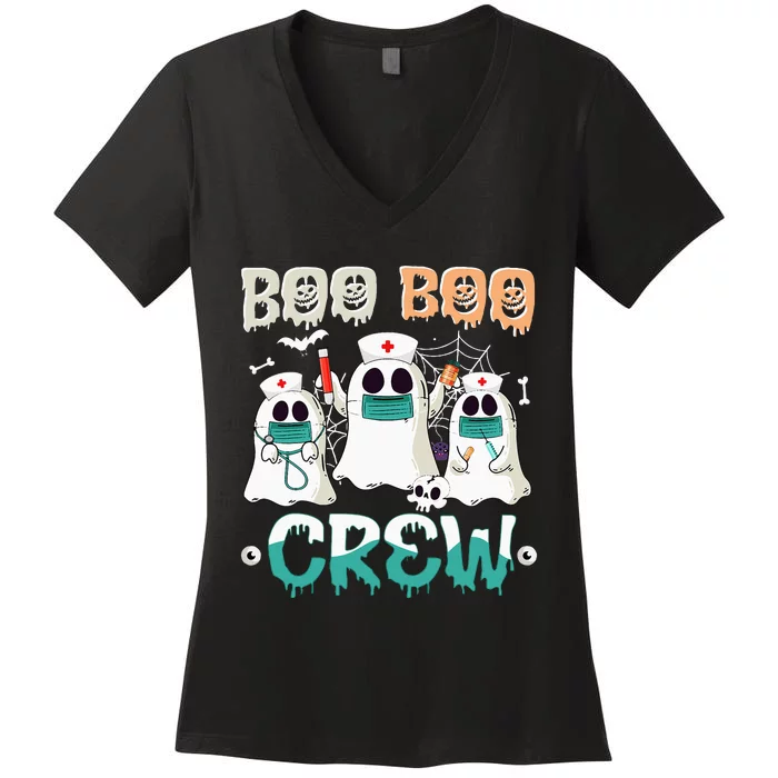 Boo Boo Crew Nurse Halloween Ghost Costume Women's V-Neck T-Shirt