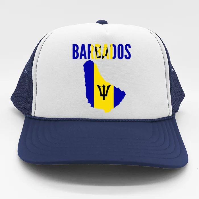 Barbadian Barbados Country Map Flag Trucker Hat