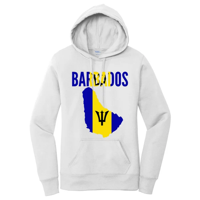 Barbadian Barbados Country Map Flag Women's Pullover Hoodie