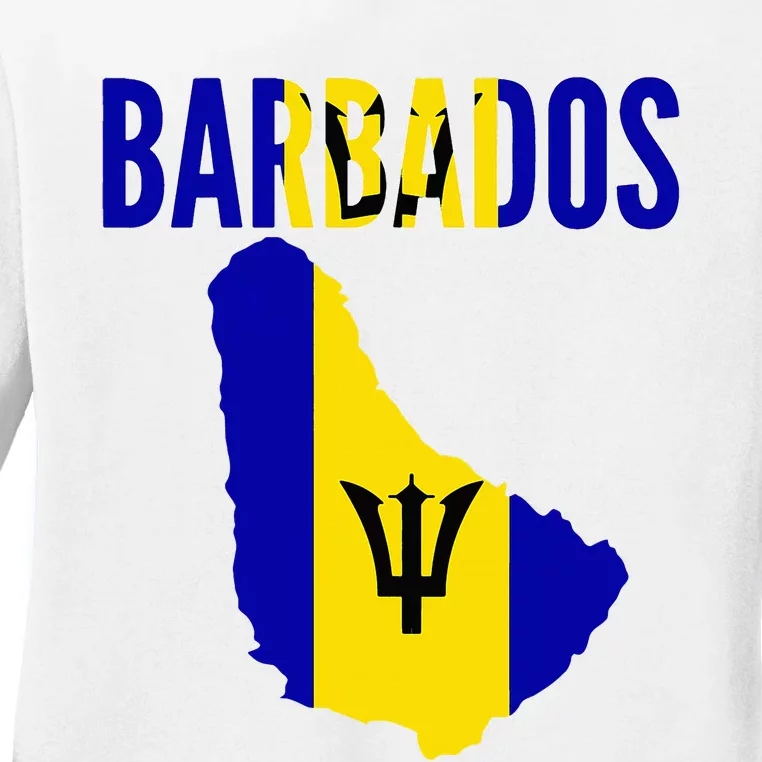 Barbadian Barbados Country Map Flag Ladies Long Sleeve Shirt