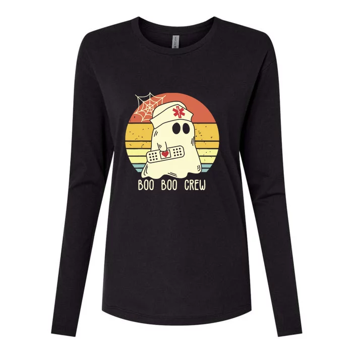 Boo Boo Crew Nurse Shirts Halloween Womens Cotton Relaxed Long Sleeve T-Shirt