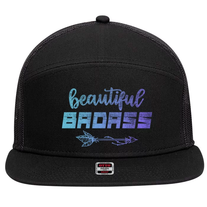 Beautiful Badass | Country Girl Gift | Empowered Wo 7 Panel Mesh Trucker Snapback Hat