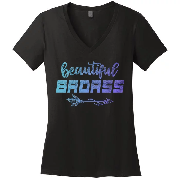 Beautiful Badass | Country Girl Gift | Empowered Wo Women's V-Neck T-Shirt