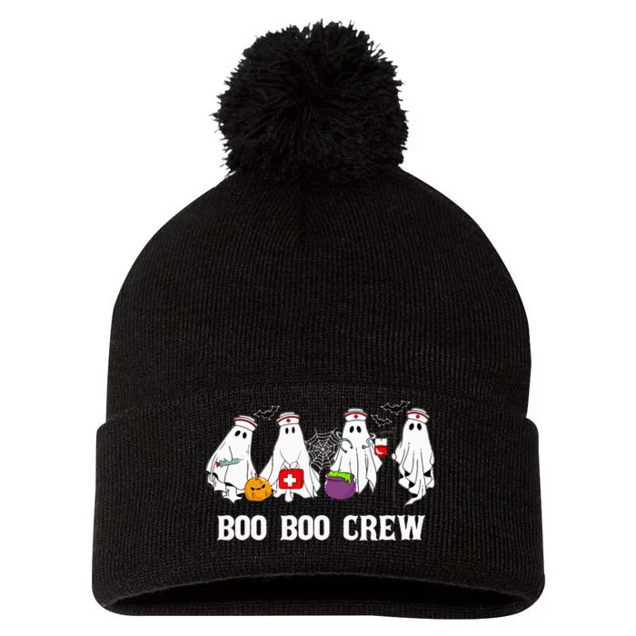 Boo Boo Crew Nurse Funny Ghost Halloween Nursing Pom Pom 12in Knit Beanie