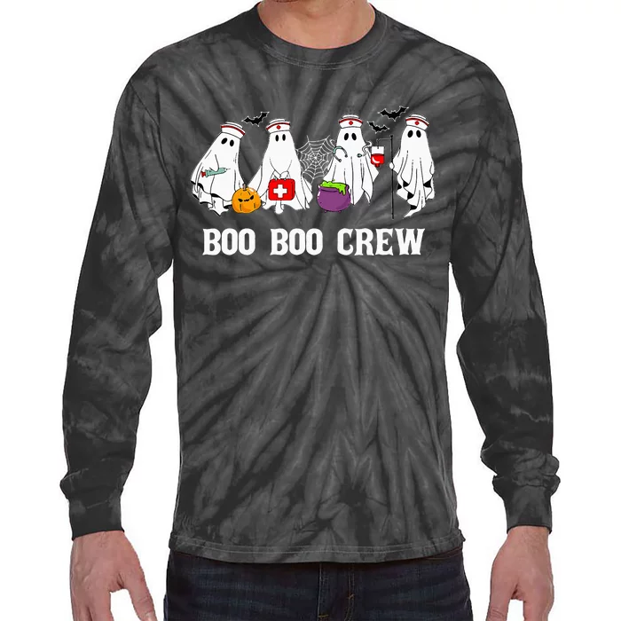 Boo Boo Crew Nurse Funny Ghost Halloween Nursing Tie-Dye Long Sleeve Shirt