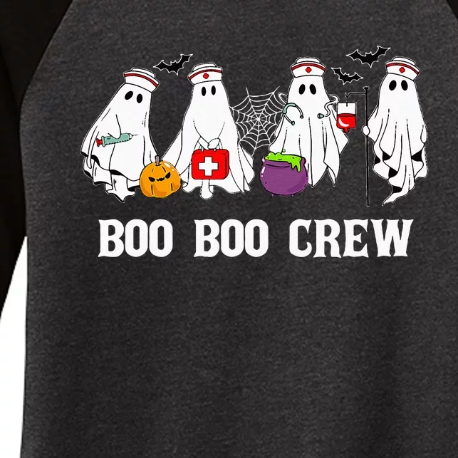 Boo Boo Crew Nurse Funny Ghost Halloween Nursing Women's Tri-Blend 3/4-Sleeve Raglan Shirt