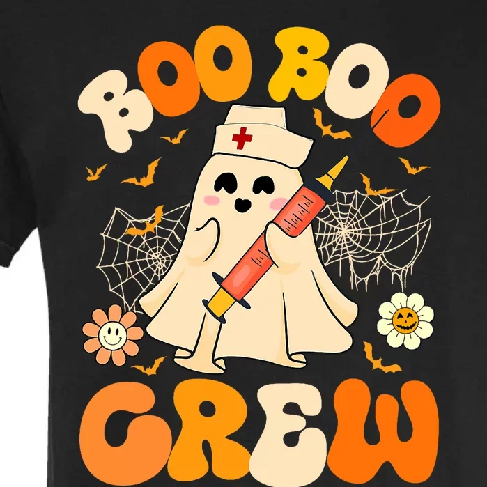 Boo Boo Crew Funny Ghost Nurse Retro Halloween Nursing Rn Garment-Dyed Heavyweight T-Shirt