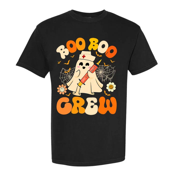 Boo Boo Crew Funny Ghost Nurse Retro Halloween Nursing Rn Garment-Dyed Heavyweight T-Shirt