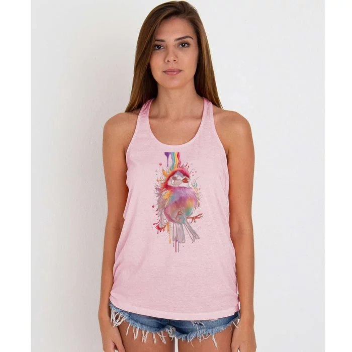 Birding Birdwatching Colorful Bird Lover Bird Gift Women's Knotted Racerback Tank