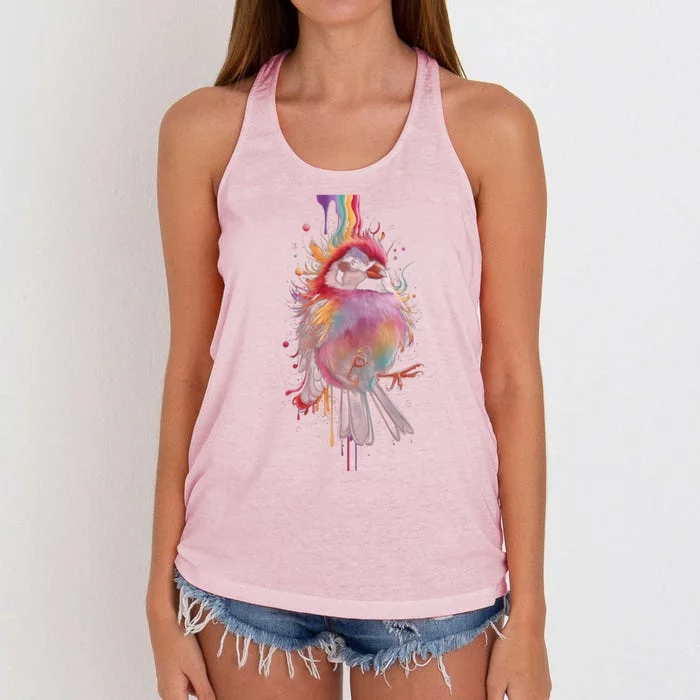 Birding Birdwatching Colorful Bird Lover Bird Gift Women's Knotted Racerback Tank