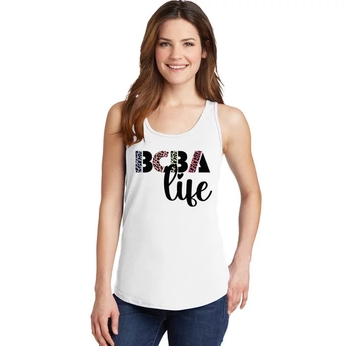 Bcba Board Certified Behavior Analyst Retro Leopard Rainbow Ladies Essential Tank