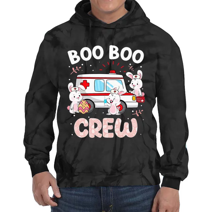 Boo Boo Crew Bunny Nurse Nursing Easter Day Tie Dye Hoodie