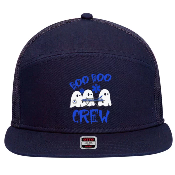 Boo Boo Crew Funny Ghost Emt Ems Paramedic Nurse Halloween Sweat 7 Panel Mesh Trucker Snapback Hat