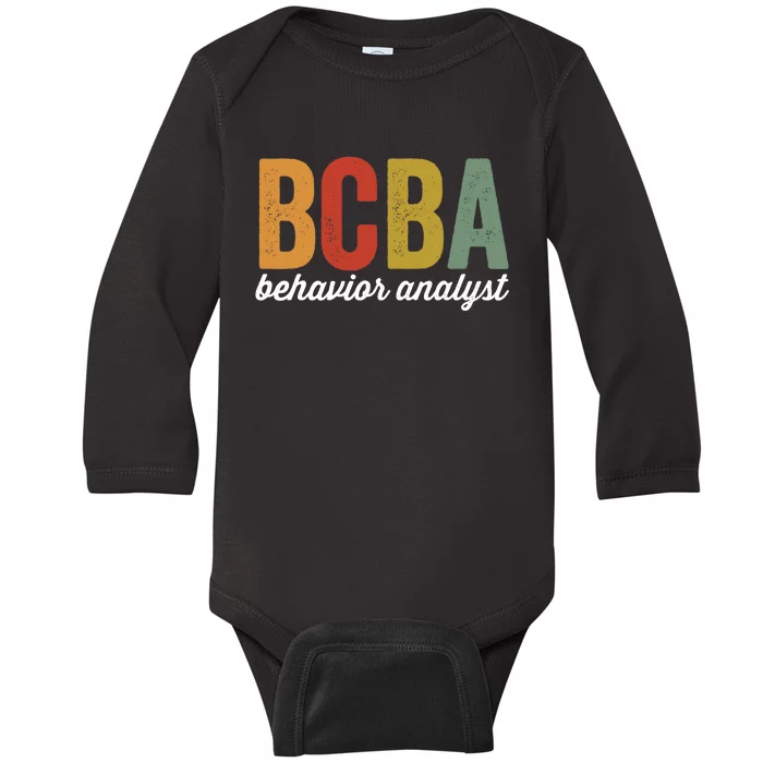 Bcba Board Certified Behavior Analyst Retro Vintage Baby Long Sleeve Bodysuit